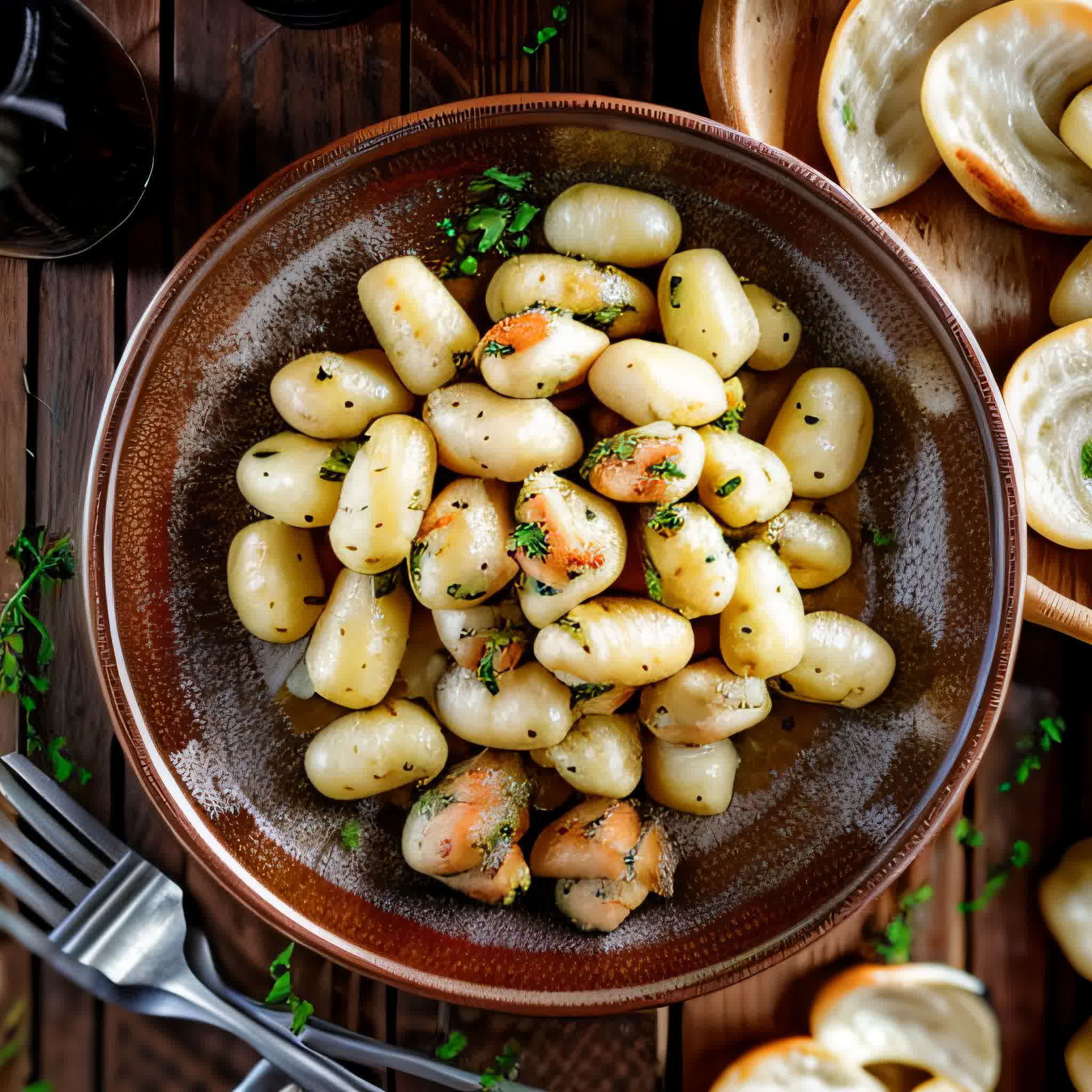 garlic butter chicken gnocchi in a plate.