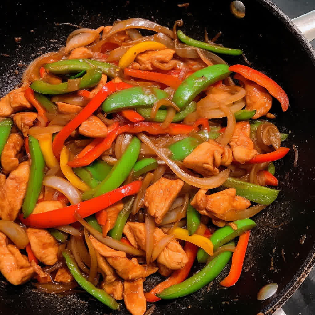 freshly made oyster sauce chicken in a wok.