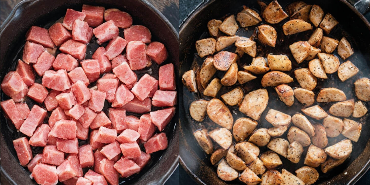 Garlic Butter Steak Bites process shots