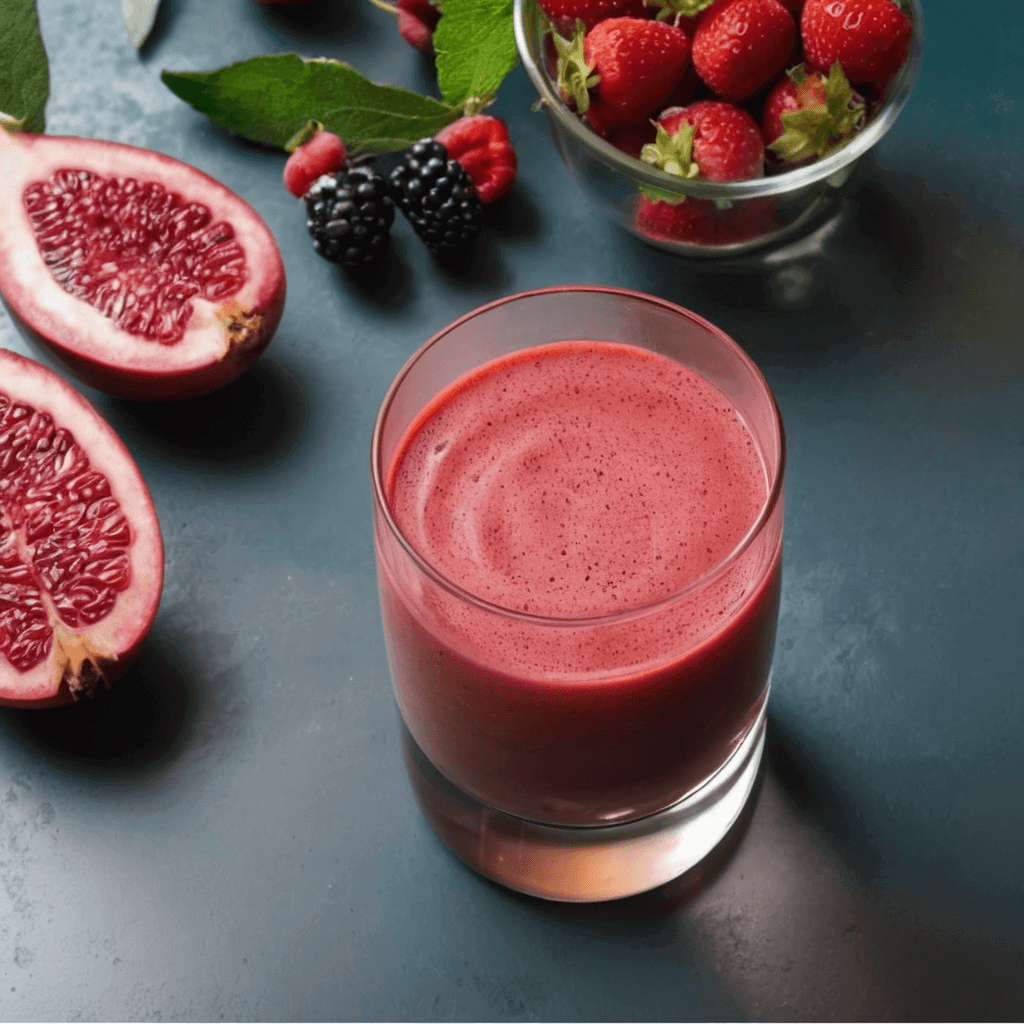 a glasses of berry juice on a slate background