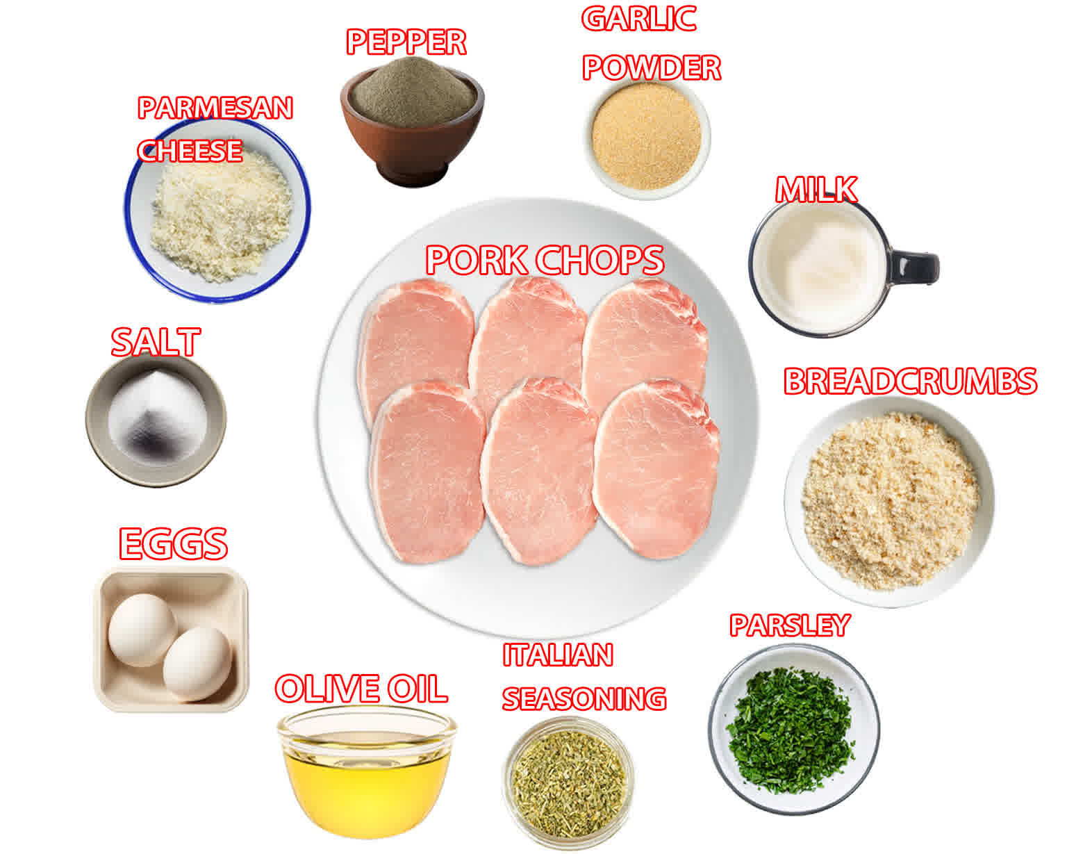 ingredients needed to make italian breaded pork chops.