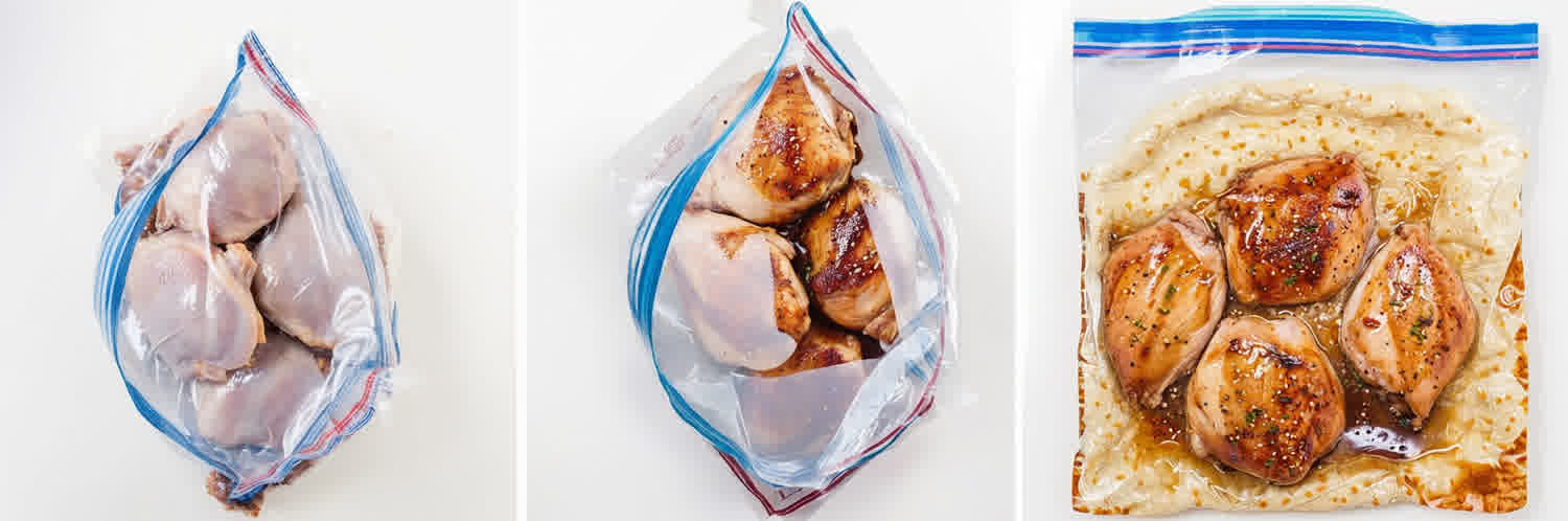 seal the bag and toss the thighs around in the bag to coat them in the marinade.