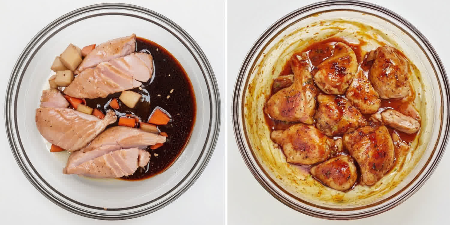 process shots showing how to make oyster sauce chicken.