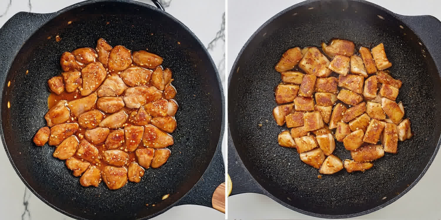 process shots showing how to make oyster sauce chicken.